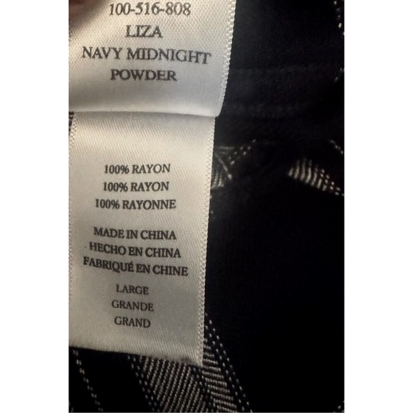 Rails Long Sleeve Rayon Button-up Shirt Navy & White Plaid Size Large - Picture 8 of 12